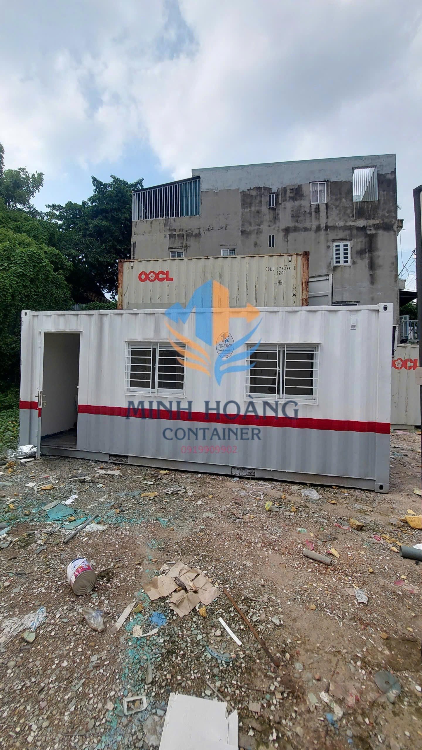 Container Văn Phòng 20 Feet 3 Màu Xám Đỏ Trắng
